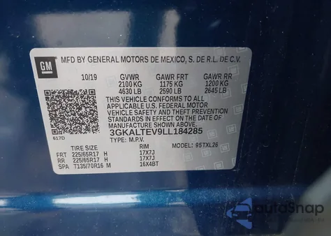 2020 GMC Terrain Awd Sle из США, поврежденный, VIN 3GKALTEV9LL184285